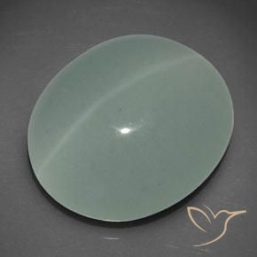 Cat's eye aquamarine verde natural de 25,56 ct, corte óvalo, translúcido