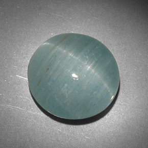 Aguamarina ojo de gato Verde-azul natural de 15.97 ct, Corte Redondo, Translúcido