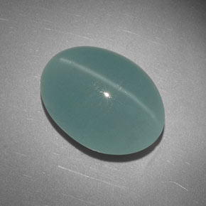 Aguamarina ojo de gato Verde-azul natural de 16.36 ct, Corte Óvalo, Translúcido