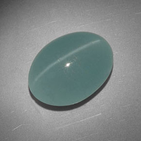 Aguamarina ojo de gato Verde-azul natural de 16.36 ct, Corte Óvalo, Translúcido