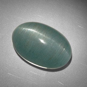 Aguamarina ojo de gato Verde-azul natural de 22.91 ct, Corte Óvalo, Translúcido