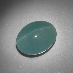 Aguamarina ojo de gato Verde-azul natural de 16.35 ct, Corte Óvalo, Translúcido