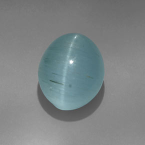 Aguamarina ojo de gato Verde-azul natural de 9.60 ct, Corte Óvalo, Translúcido