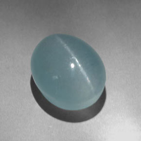 Aguamarina ojo de gato azul verdoso natural de 11,20 ct, corte óvalo, translúcido