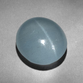 Aguamarina ojo de gato Verde-azul natural de 9.45 ct, Transparente, Transparente / Translúcido