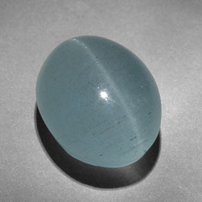 Aguamarina ojo de gato Verde-azul natural de 13.71 ct, Ovalada, Translúcido
