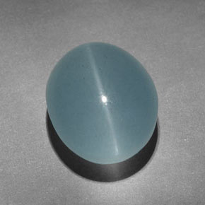Aguamarina ojo de gato Verde-azul natural de 9.73 ct, Corte Óvalo, Translúcido