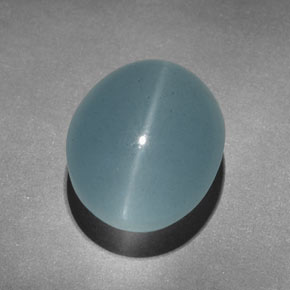 Aguamarina ojo de gato Verde-azul natural de 9.73 ct, Corte Óvalo, Translúcido