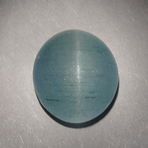 Cat's eye aquamarine verde natural de 7,21 ct, corte óvalo, translúcido