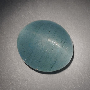 Cat's eye aquamarine verde natural de 7,21 ct, corte óvalo, translúcido