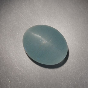 Cat's eye aquamarine verde natural de 4,98 ct, corte óvalo, translúcido