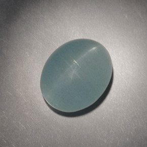 Cat's eye aquamarine verde natural de 4,98 ct, corte óvalo, translúcido