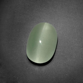 Aguamarina ojo de gato Verde-azul natural de 9.59 ct, Corte Óvalo, Transparente