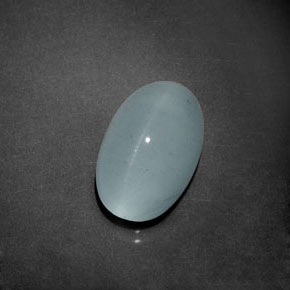 Aguamarina ojo de gato azul-verde natural de 8,58 ct, corte óvalo, transparente