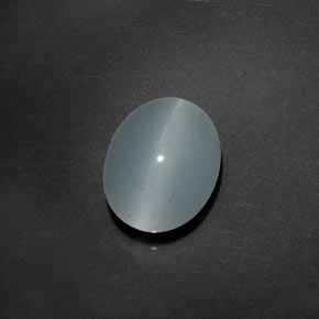 Cat's eye aquamarine azul natural de 5,17 ct, corte óvalo, transparente