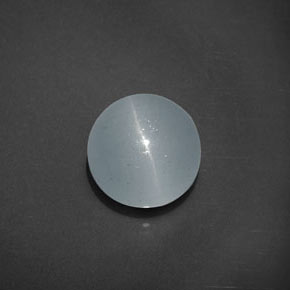 Aguamarina ojo de gato Azul-verde natural de 5.44 ct, Corte Redondo, Transparente