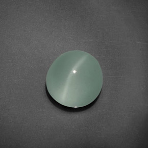 Aguamarina ojo de gato Azul-verde natural de 5.40 ct, Corte Redondo, Transparente