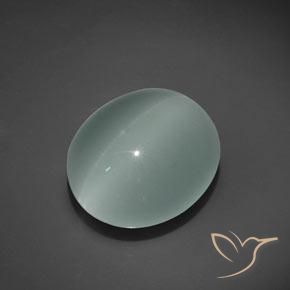 Aguamarina ojo de gato verde mar muy claro natural de 20,64 ct, corte óvalo, transparente