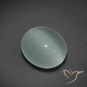 Aguamarina ojo de gato verde mar muy claro natural de 20,64 ct, corte óvalo, transparente