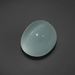 Aguamarina ojo de gato Verde-azul natural de 18.17 ct, Corte Óvalo, Transparente