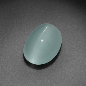 Aguamarina ojo de gato Azul-verde natural de 7.13 ct, Corte Óvalo, Transparente