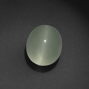 Aguamarina ojo de gato Verde claro natural de 7.32 ct, Corte Óvalo, Transparente