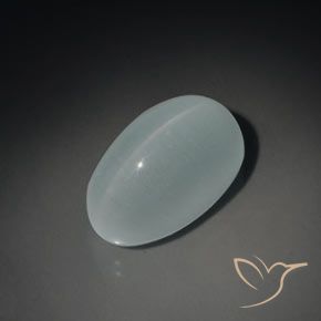 14.43ct Natural Azul claro Aguamarina ojo de gato, Ovalada, Transparente