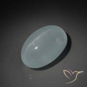 12.94ct Natural Azul-verde claro Aguamarina ojo de gato, Ovalada, Transparente