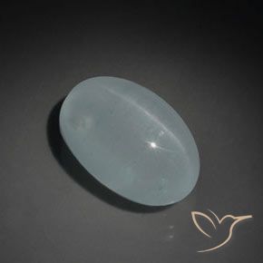 Aguamarina ojo de gato Azul-verde claro natural de 12.94 ct, Ovalada, Transparente