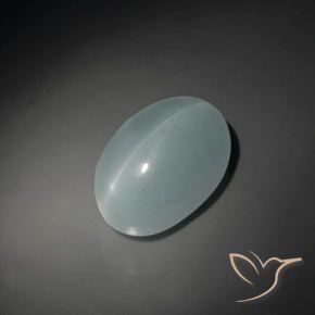 19.33ct Natural Verde azul pálido Aguamarina ojo de gato, Ovalada, Transparente