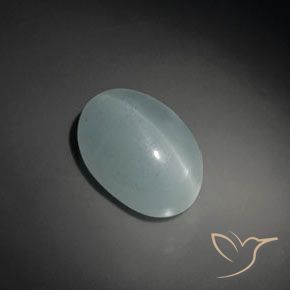 Aguamarina ojo de gato Verde azul pálido natural de 19.33 ct, Ovalada, Transparente