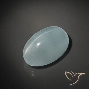 17.45ct Natural Verde-azul claro Aguamarina ojo de gato, Ovalada, Transparente