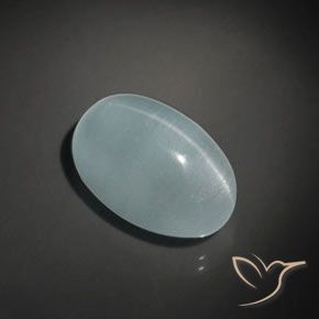 Aguamarina ojo de gato Verde-azul claro natural de 17.45 ct, Ovalada, Transparente