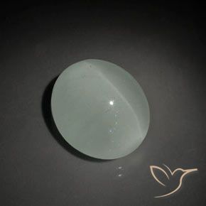 Aguamarina ojo de gato Verde cálido natural de 13.10 ct, Ovalada, Transparente