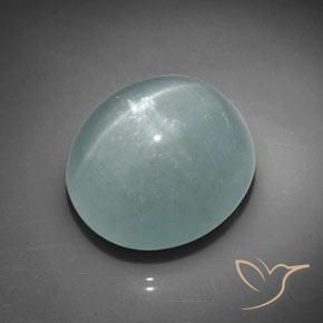 37.51ct Natural Verde azulado claro Aguamarina ojo de gato, Ovalada, Translúcido