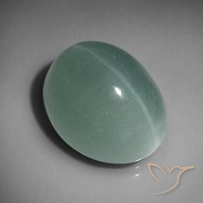Aguamarina ojo de gato Turquesa pálido natural de 23.10 ct, Ovalada, Translúcido