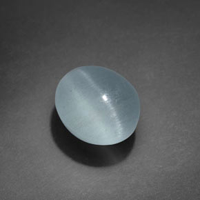 Aguamarina ojo de gato Azul-verde natural de 3.17 ct, Corte Óvalo, Transparente