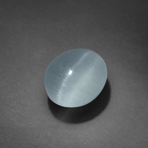 Aguamarina ojo de gato Azul-verde natural de 3.17 ct, Corte Óvalo, Transparente