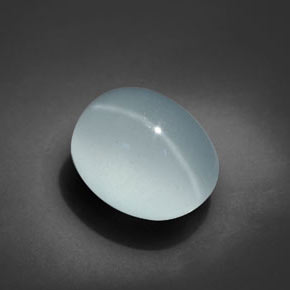 Cat's eye aquamarine azul natural de 6,69 ct, corte óvalo, transparente