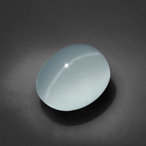 Cat's eye aquamarine azul natural de 6,69 ct, corte óvalo, transparente