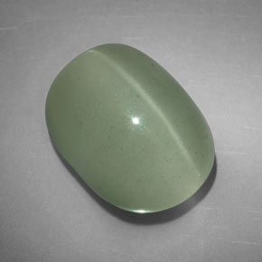 Aguamarina ojo de gato Verde cálido natural de 9.25 ct, Corte Óvalo, Transparente