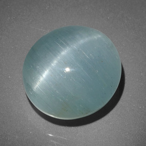 Aguamarina ojo de gato Verde-azul natural de 12.01 ct, Corte Óvalo, Translúcido