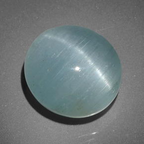 Aguamarina ojo de gato Verde-azul natural de 12.01 ct, Corte Óvalo, Translúcido
