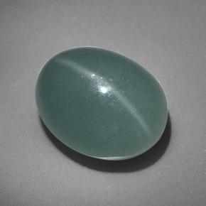 Aguamarina ojo de gato Verde-azul natural de 11.81 ct, Corte Óvalo, Translúcido