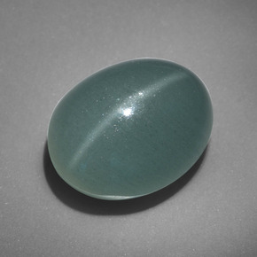 Aguamarina ojo de gato Verde-azul natural de 11.81 ct, Corte Óvalo, Translúcido
