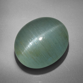 Aguamarina ojo de gato Verde-azul natural de 26.53 ct, Corte Óvalo, Translúcido
