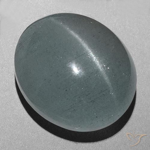 43.72ct Natural Verde azul grisáceo Aguamarina ojo de gato, Ovalada, Translúcido