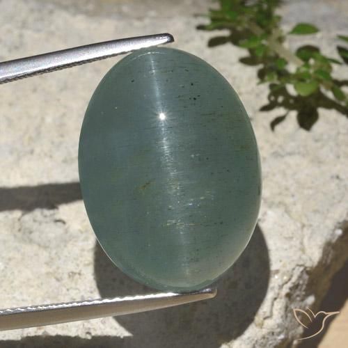 25.89ct Natural Azul verdoso claro Aguamarina ojo de gato, Ovalada, Translúcido