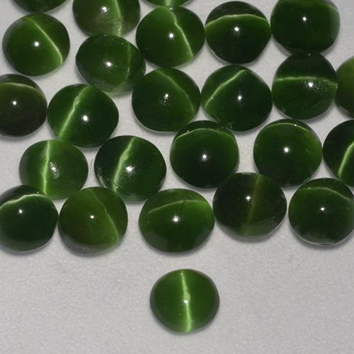 Augita ojo de gato Verde oscuro natural de 0.34 ct, Corte Redondo, Translúcido