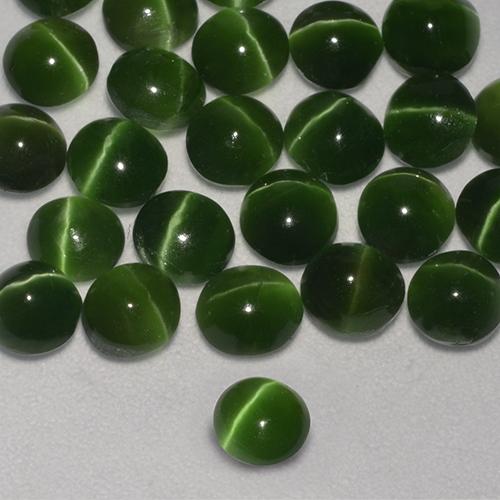Augita ojo de gato Verde oscuro natural de 0.34 ct, Corte Redondo, Translúcido